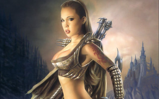 Futuristic woman sword outfit holding - a futuristic outfit holding free wallpaper