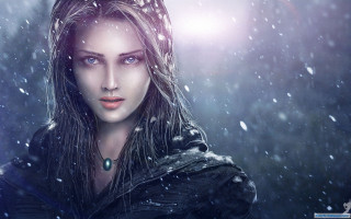 Woman hooded jacket snow snowflake - a snowflake free wallpaper for desktop
