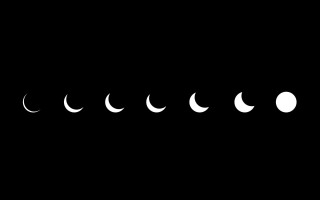 Black background moon phases line - moon free wallpaper for desktop