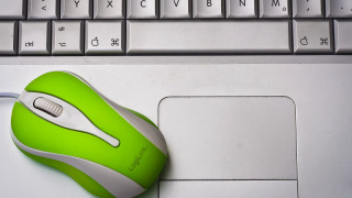 Green mouse white keyboard laptop - computer art free wallpaper