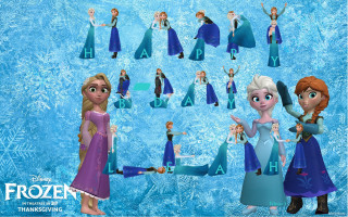 Frozen princesses blue background letter - a group free wallpaper