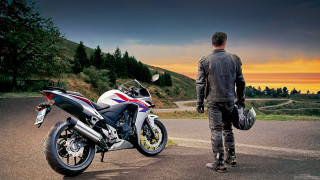 Man motorcycle road sunset time - sunset time free wallpaper