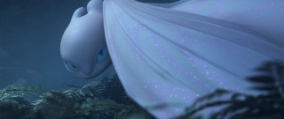 White dragon blue eyes night - dramatic cinematic lighting free wallpaper