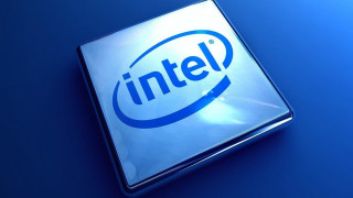 Intel logo blue background reflection 3 - free technology wallpaper