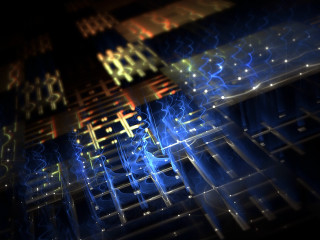 Neon building lights black background - letter free wallpaper