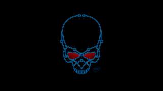 Blue skull red eyes black - vector art free wallpaper