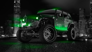 Green jeep black background city - eddie mendoza free wallpaper for desktop