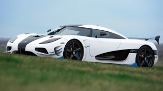 White black sports car parked - side profile free wallpaper