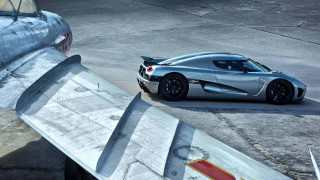 Silver sportscar fighterjet runway plane - a fighter jet free wallpaper