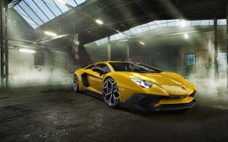 Yellow sports car warehouse skylight - a warehouse free wallpaper