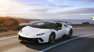 White sports car ocean cliff - 4k uhd image free wallpaper
