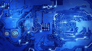 Circuit board blue background lights - computer art free wallpaper