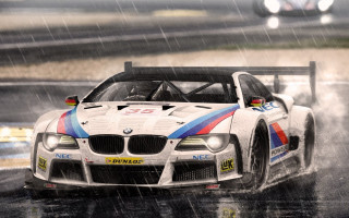 Bmw race car rain soaked - a rain free wallpaper