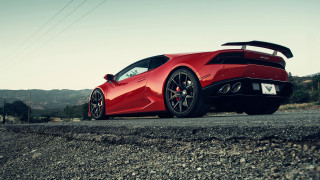 Red sports car road sky 5 - the side of the road free wallpaper