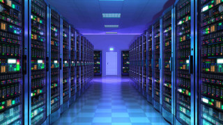 Data center hallway servers blue - a long hallway free wallpaper for desktop