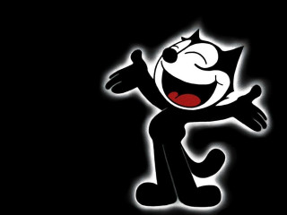 Black white cat arms out - its arm free wallpaper
