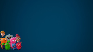 Cartoon characters line blue background - a caption free wallpaper for desktop