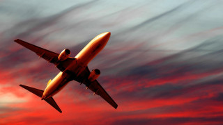 Plane flying red blue sky - sky behind free wallpaper