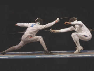 Fencing men fighting ball hands - fabien charuau free wallpaper