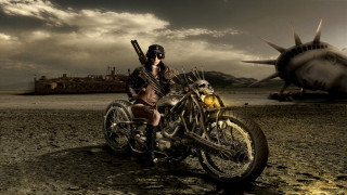 Man motorcycle statueofliberty diesel punk - a motorcycle free wallpaper