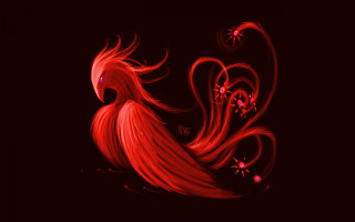 Red bird long hair flowers - a red bird free wallpaper