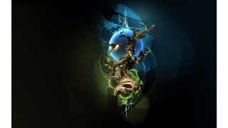 Stylized tree blue green background - adobe photoshop free wallpaper