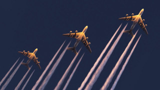 Four airplanes flying formation contrails - formation free wallpaper