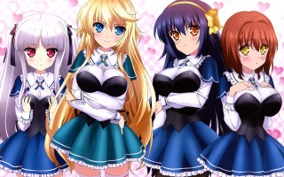 Anime girls dresses hearts background 2 - dress free wallpaper