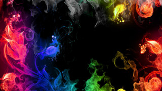 Colorful smoke flowers black background - a colorful background free wallpaper