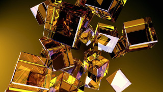 Flying cubes yellow background black - the air together free wallpaper
