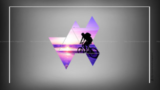 Man riding bike beach purple - a white frame free wallpaper