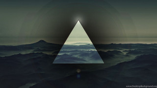 Triangle mountain range light shining - geometric shape free wallpaper