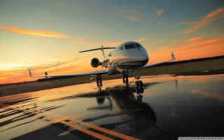 Small plane runway sunset dawn 2 - the runway free wallpaper