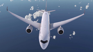 Jetliner flying blue sky clouds 18 - a large jetliner free wallpaper