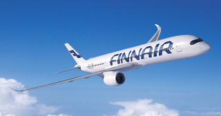 Finnair airplane flying sky clouds - international free wallpaper