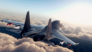 Fighter jet flying sky clouds 9 - the sky above clouds free wallpaper