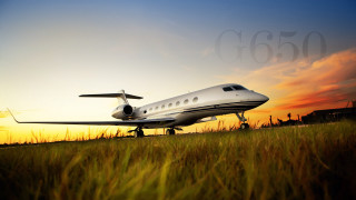 Small plane parked grass sunset - a small plane free wallpaper