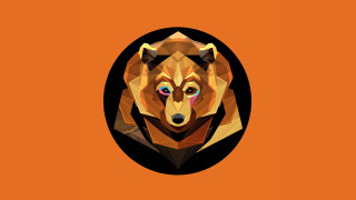 Geometric wolf head circle orange - cubism free wallpaper