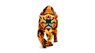 Colorful tiger walking white background - fauvism free wallpaper