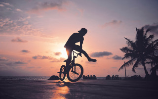 Beach bike sunset palm trees - the bike free wallpaper for desktop