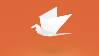 White origami bird flying sky - buckminster fuller free wallpaper