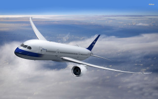 Jetliner flying cloudy sky blue 2 - the sky above the clouds free wallpaper