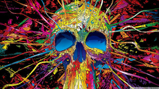 Colorful skull paint splatters face - tristan eaton free wallpaper