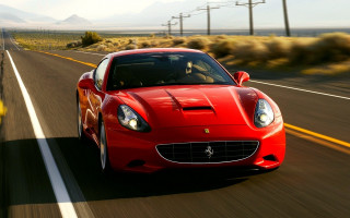 Red sports car desert road 12 - power free wallpaper