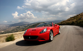 Red sports car driving road 15 - the sky above free wallpaper for desktop