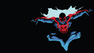Red blue demon black background - comic cover art free wallpaper