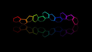 Rainbow hexagonal structure black background - neon color free wallpaper