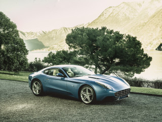 Blue sports car lake mountains 2 - free cars wallpaper for desktop