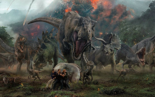 People dinosaurs field fire background - a fire in the background free wallpaper
