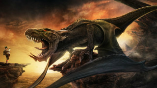 Man dragon cliff standing open - a dragon free wallpaper for desktop